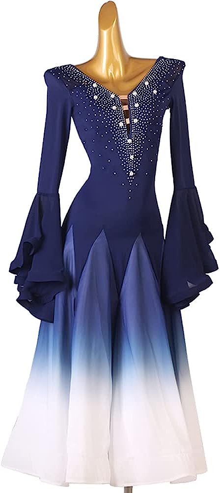 Women Ballroom Dance Competition Dresses Standard Tango Waltz Modern Costume Flamenco Big Hem