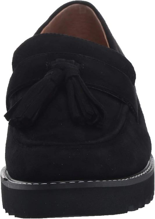 Womens Carolynn Lug Sole Loafer with Tassel Detail , Black Suede, 5.5 M