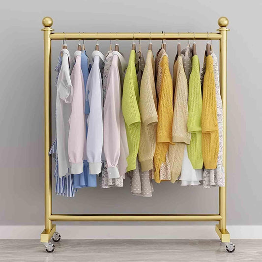 Modern Rolling Metal Garment Rack,Floor-Standing Clothing Rail for Hanger Clothes,Boutique Retail Store Commercial Display Rack,155CM(Size:100CM)