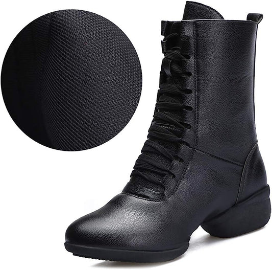 Women's High Top Breathable Soft Modern Dance Shoes Jazz Boots Dance Sneakers with Split Sole summer hollow dance shoes dance boots