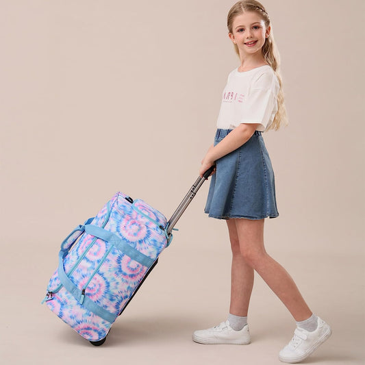 Kids Rolling Duffle Bag with Wheels for Girls, 22 inch