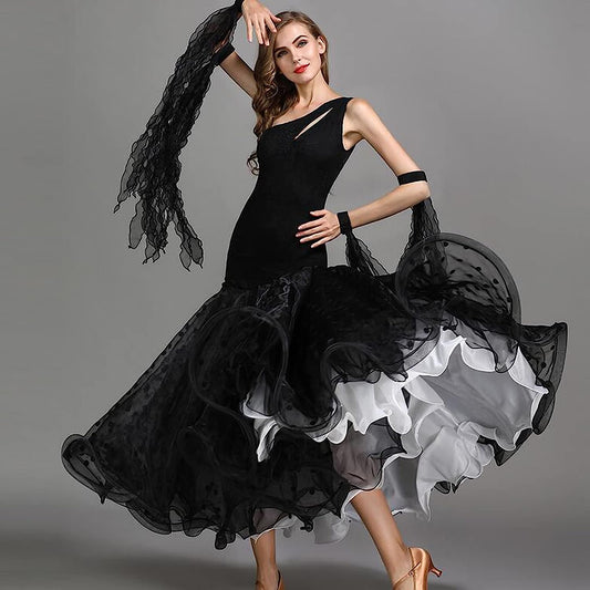 Women's Waltz Modern Dance Costume Competition Dance Outfit Salsa Practice Dresses for Professional Performance