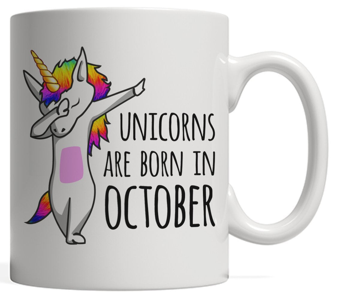 Fabulous Unicorns are Born in October - Dabbing Legends | For Queens and Kings! Libra Bday Pride Birthday & Anniversary Gift Mug | Believe in the Magical Rainbow Dab Dance Pose