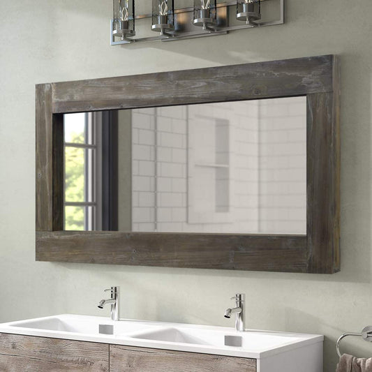 Full Length Mirror Floor Mirror Rustic Wood Frame, Hanging Vertically or Horizontally or Leaning Against Wall, Large Bedroom Mirror Dressing Mirror Wall-Mounted Mirror, 58"x24"