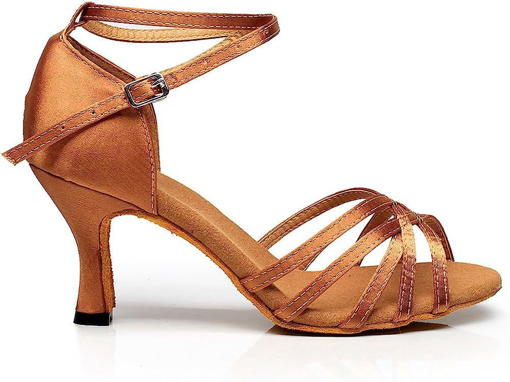 Women's Peep Toe Sandals Latin Salsa Tango Practice Ballroom Dance Shoes with 2.75" Heel