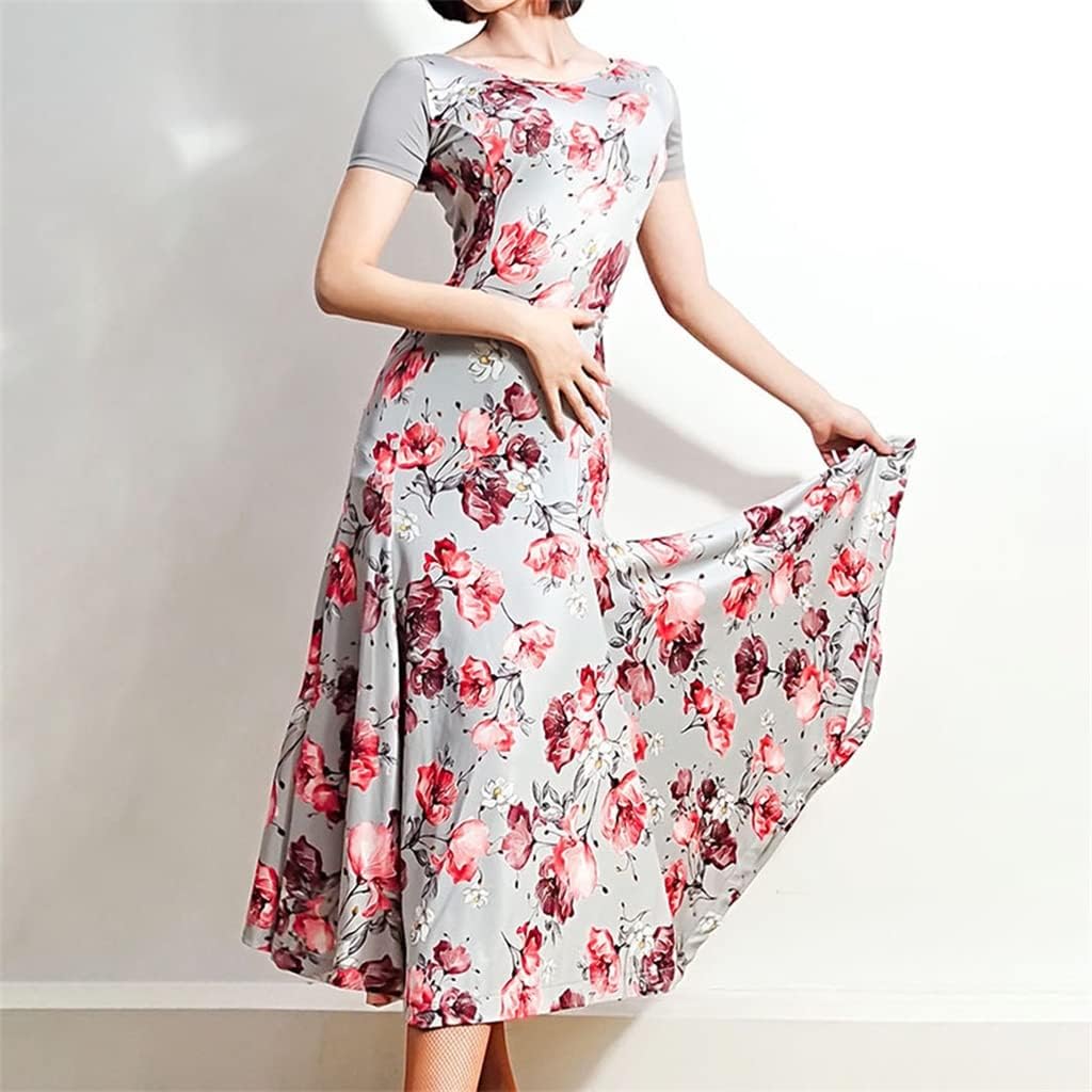Latin Dance Dress Women Short Sleeve Bare Back Latin Dance Tops Ballroom Samba Tango Dancing Performamnce (Color : D, Size : XXL Code)