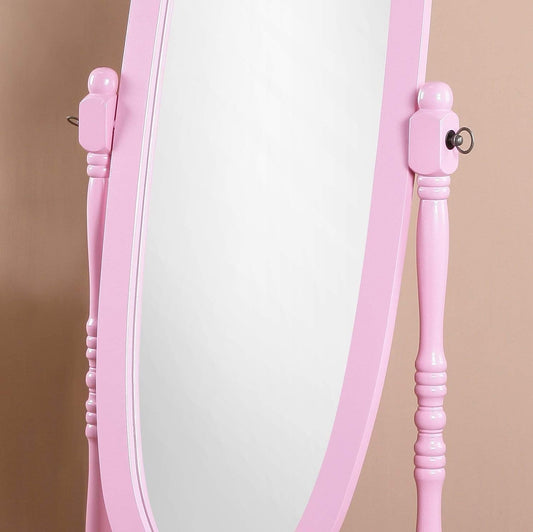 Queen Anna Style Floor Cheval Mirror, Pink