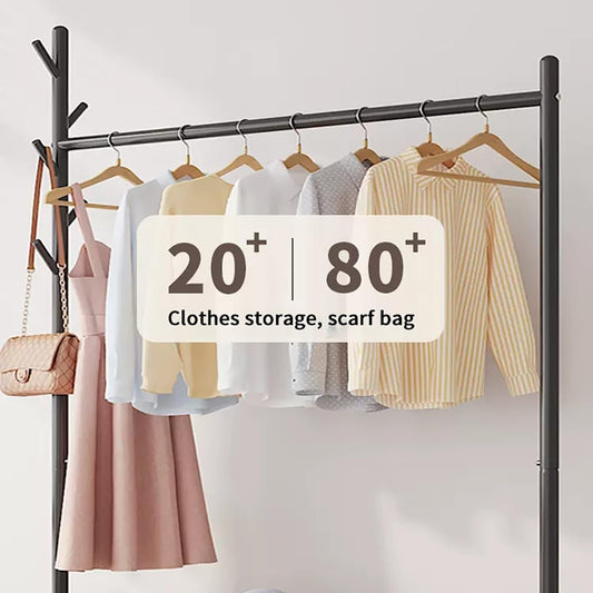 Rolling Metal Coat Rack with 360° Wheels Garment Rack Organizer with Bottom Shelves, Basket and 4 Hooks for Clothes Hats Bags (Color : Gold, Size : 120x35x176cm)