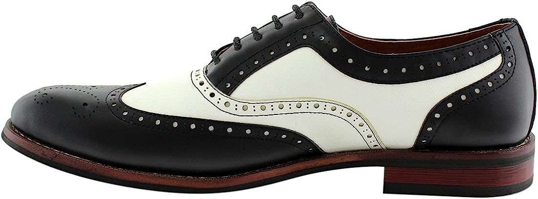 Arthur MFA139001D Mens Wingtip Two Tone Oxford Black and White Spectator Dress Shoes