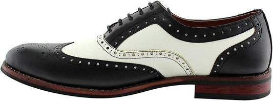 Arthur MFA139001D Mens Wingtip Two Tone Oxford Black and White Spectator Dress Shoes