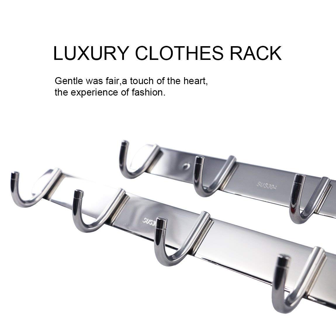 PRO Quality Solid Stainless Steel Wall Mounted 4-Hook & 5-Hook Clothes Hat Coat Hanger Bathroom Organizer Rack (Silver, 2 in 1 Pack)