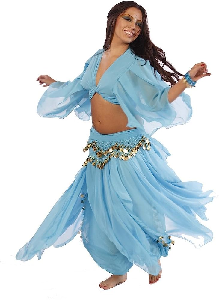 Belly Dance Skirt, Pants, Top, & Hip Scarf Costume Set | Fit for Fatine