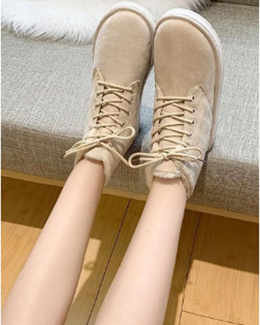 Ladies Boots， Snow Boots for Women Bootie Ladies Flat Boots Female Winter Add Cashmere to Keep Warm Women's Boots (Color : White, Size : 6.5 US)