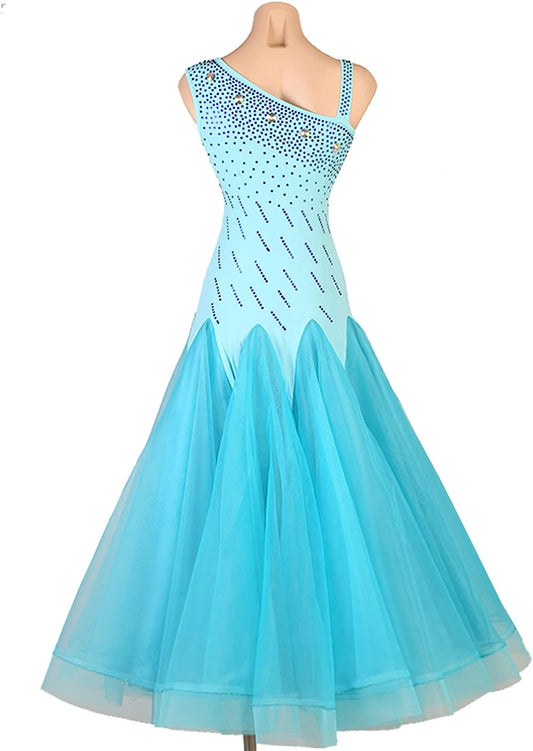 Ballroom Dance Dresses Strapless Waltz Flamenco Dance Outfit for Women Foxtrot Salsa Performance Dancewear Tulle Swing