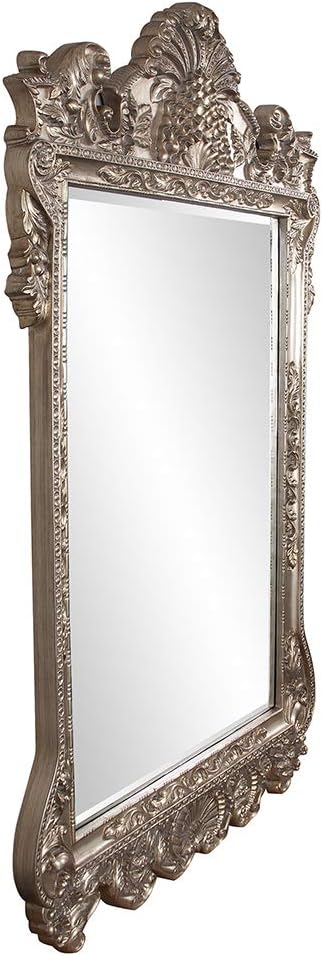 Howard Elliott Marquette Antique Oversized , Leaning Wall Ornate Mirror, Full Length, Silver Leaf, 49" x 84" x 3"