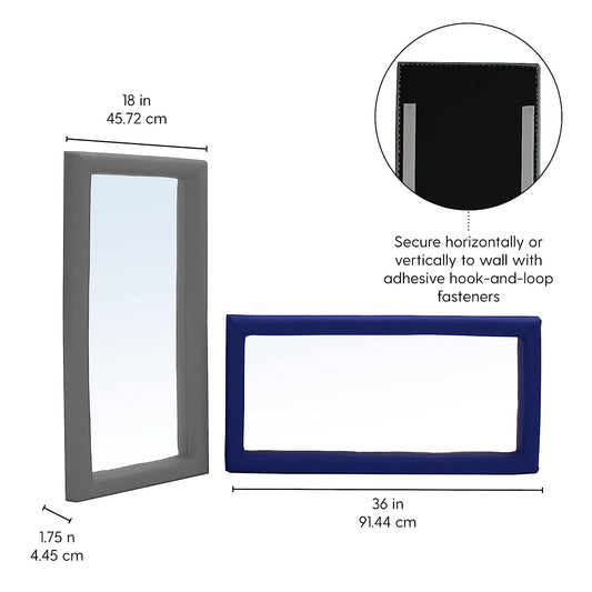 13289-BL SoftScape Sensory Wall Mirror (18" x 36") with Child-Safe, Shatterproof Mirror - Blue