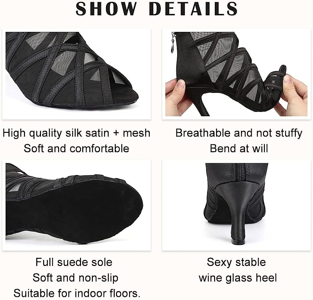 Womens Latin Dance Shoes Satin Tango Performance Professional Ballroom Salsa Dance Shoes,Model-YCL445