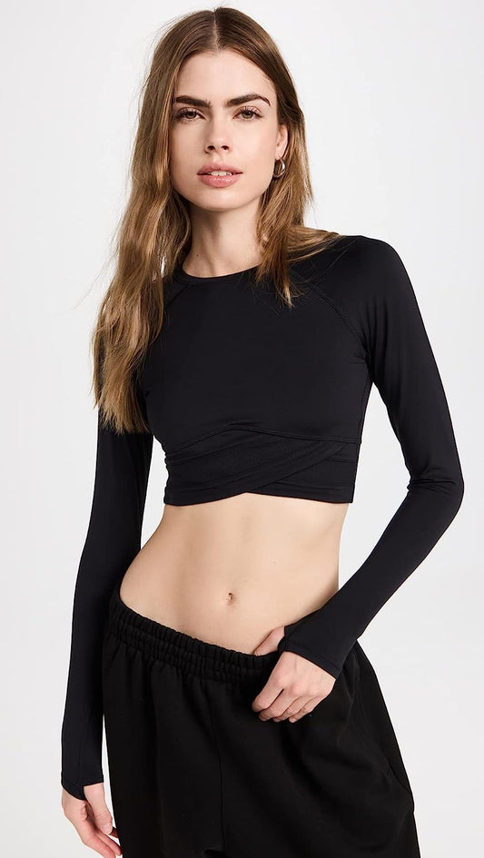 Women's All Day Wrap Waist Long Sleeve Top