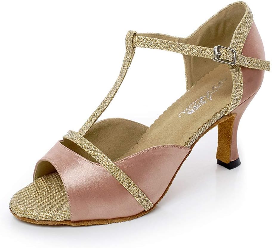 Dancing Shoes Ballroom for Girls,Non-Slip Suede Sole Dance Shoes,Wedding Ballroom Ladies Latin Salsa Dance Shoes (Color : Gold, Size : US6.5-7/EU37/UK4.5-5)