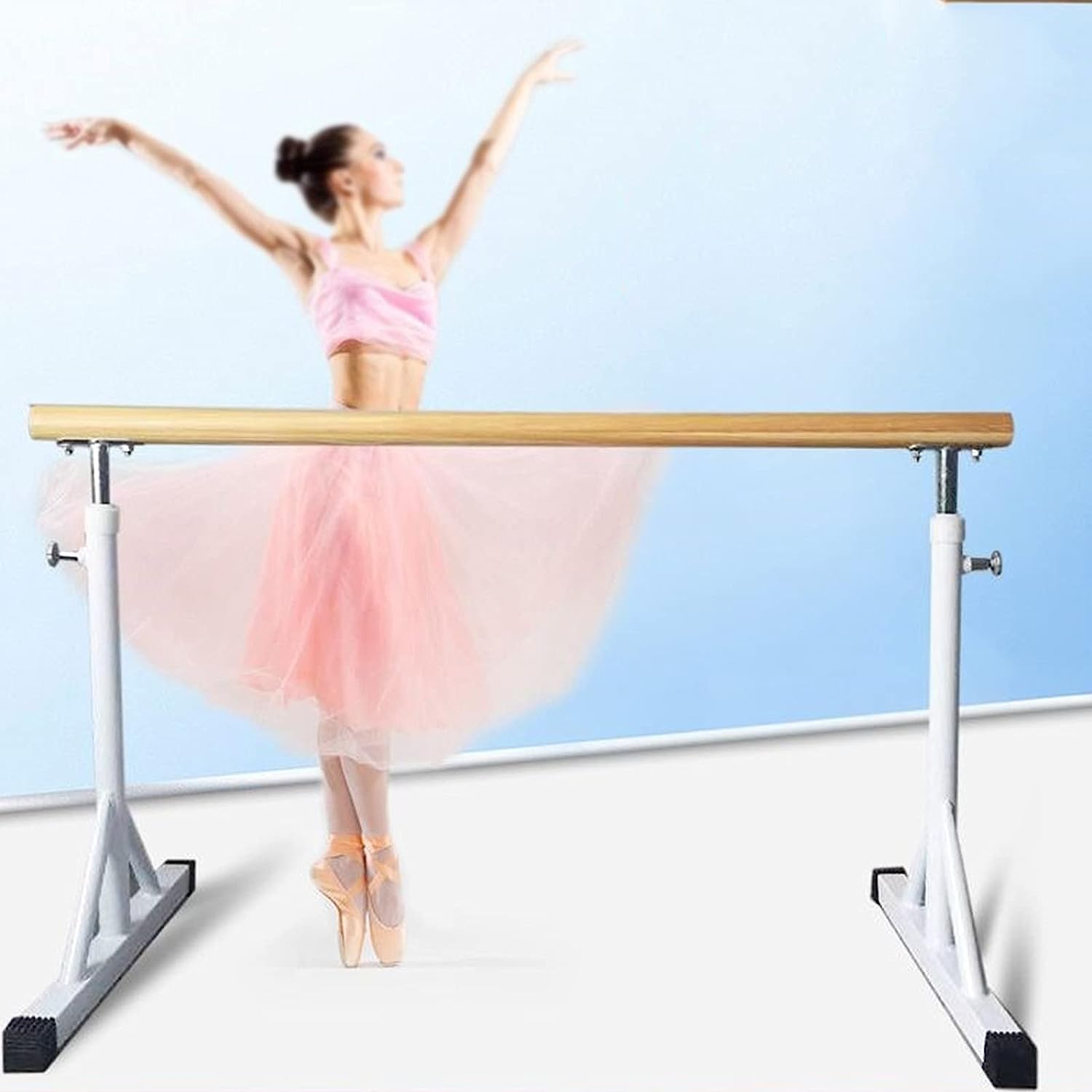 Ballet Barre for Home Portable Adjustable Ballet Barre 1.5m Dance Bar Studio Practice Room Children Home Mobile Leg Press Freestanding Adjustable Bar for Stretch (A 150CM)