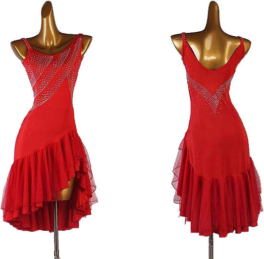 Women's Latin Rhythm Salsa Ballroom Dance Dress Competition Costume Competition Modern Waltz Cha Cha Dress