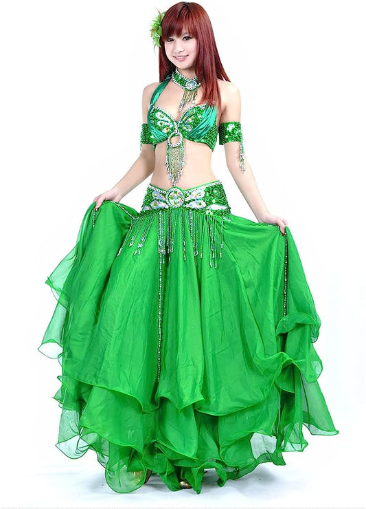 Women's Belly Dance Costumes Bras Belts Skirts 6 Piece Sets Hand-Encrusted Diamonds Carnival Costumes Dance Costumes