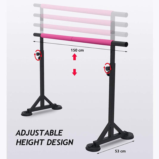 Mobile Ballet Barre, Portable Dance Bar for Stretch Balance Exercise Adjustable Height Freestanding Ballet Equipment (Color : Pink, Size : 1.5 m) (Pink)