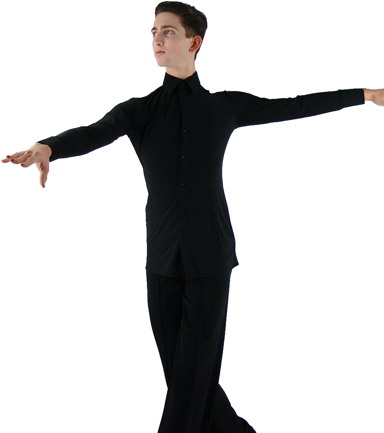 Black Mens Ballroom Smooth Rhythm Latin Dance Shirt