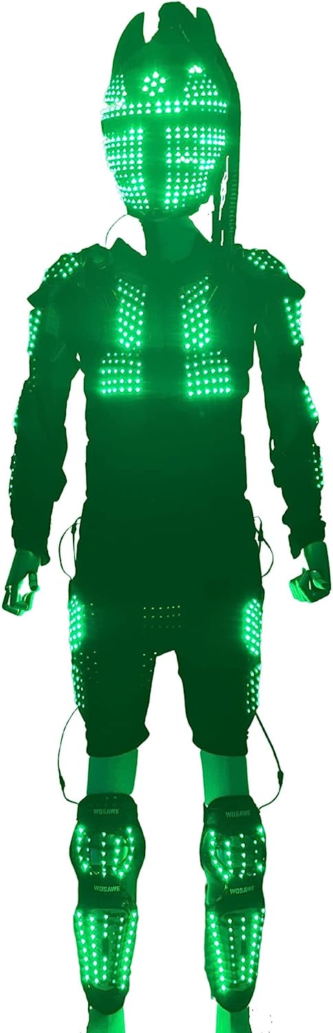 Led Luminous Robot Suit RGB Colorful LED Helmet LED Light Performance Stage Costume