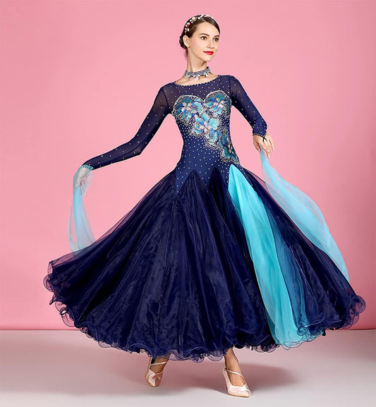 Womens' National Standard Competition Dress Waltz Modern Performance Dancing Outfit Foxtrot Costume