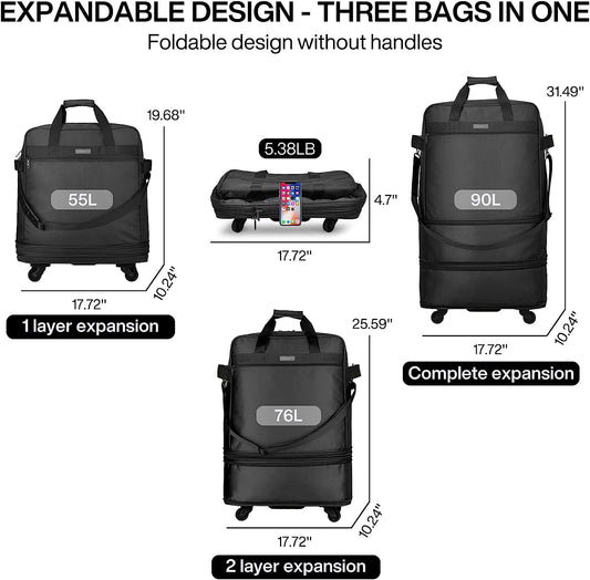 Expandable Foldable Luggage Bag Suitcase Collapsible Rolling Travel Luggage Bag Duffel Bag for Men Women Lightweight Suitcases