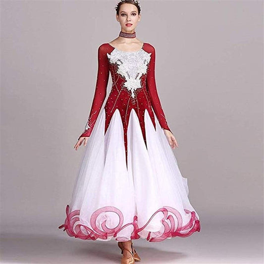 National Standard Dance Costume Performance Competition Suit Handmade Water Soluble Flower Modern Dance Skirt Dress