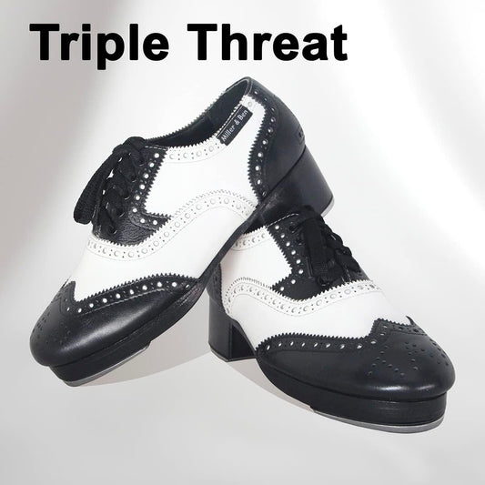 Tap Shoes; Triple Threat; Black & White Royal Professional Tap Shoes