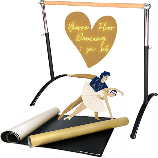 Single Bar Ballet Barre and Marley Dancing Floor Mat Set