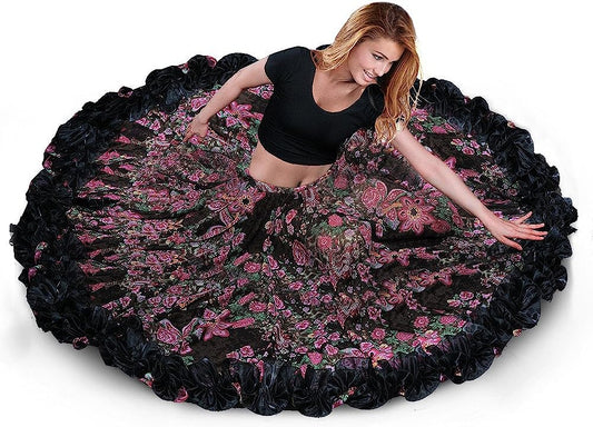 Chiffon Belly Dance Skirt for Women Belly Dancing Costume ATS Tribal Maxi Full Flamenco Skirts Bohemian Voile