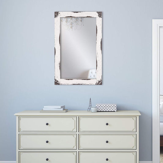 24x36 Distressed White Reclaimed Wood Wall Mirror