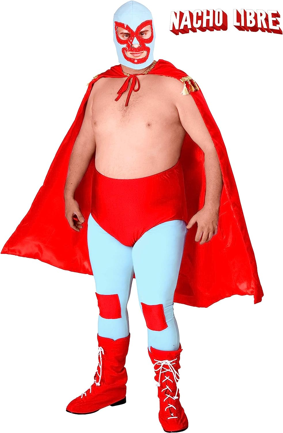 Adult Nacho Libre Costume Mens, Ignacio Red Luchador Wrestler Mexican Halloween Outfit