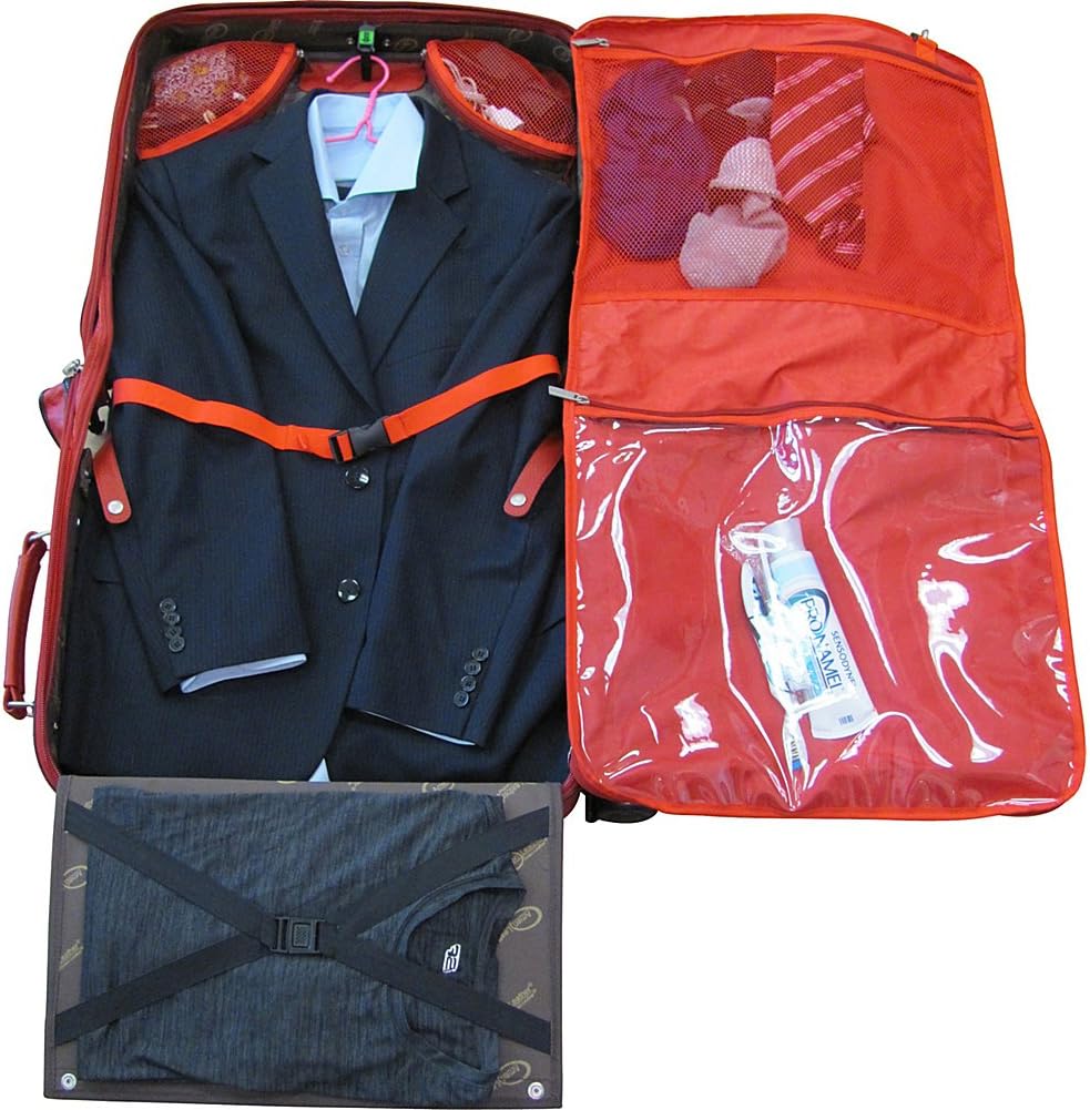 Red Leather Novix Garment Bag (#2460-1)