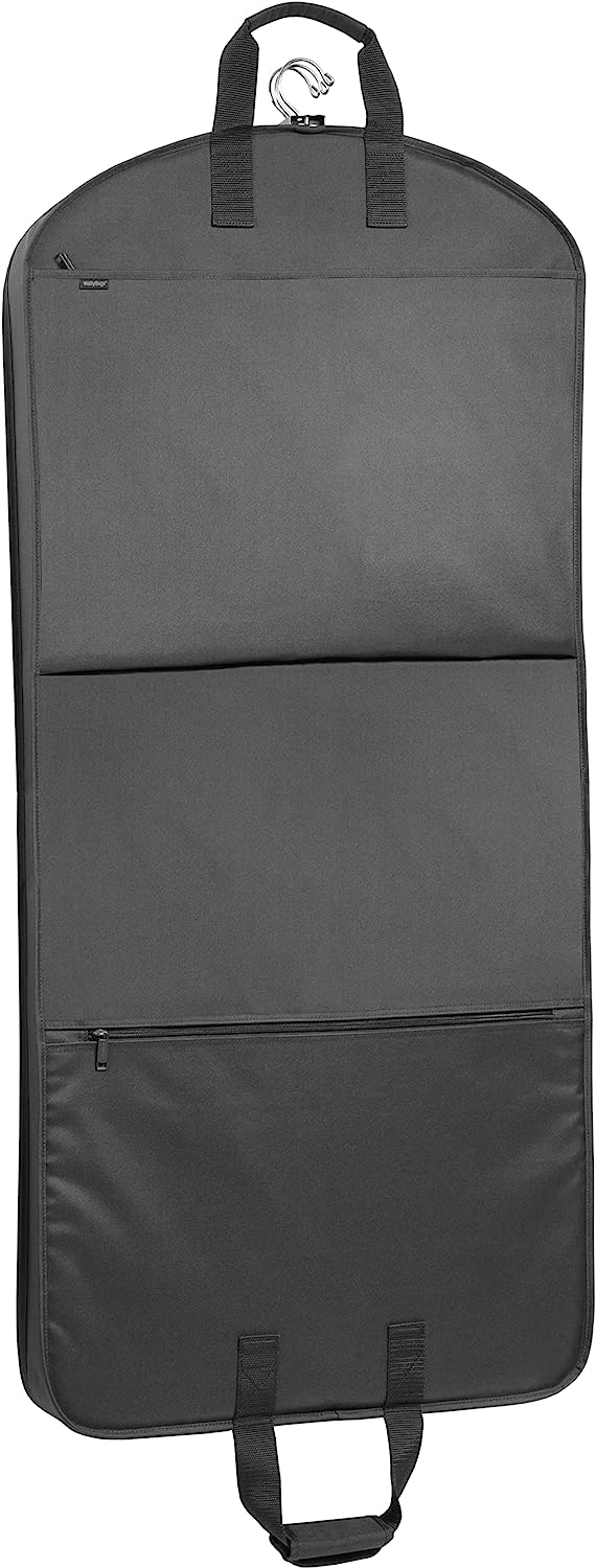 Garment Bag 52-Inch Deluxe Travel Two Pockets, Black