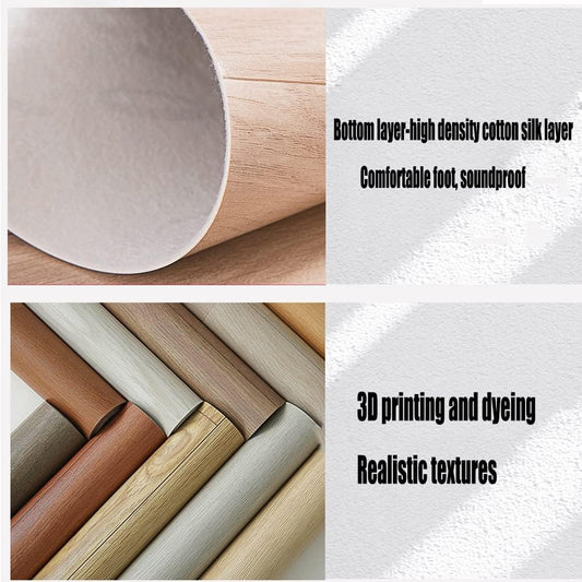 PVC Flooring Rolls Indoor Wood Grain PVC Floor, Floor Rolls in The Basement of The Living Room Activity Room, Easy to Stick and Peel (Size : 2x18m)