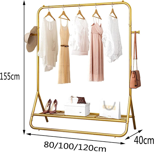 Heavy-Duty Clothes Rail, Three-in-one Clothing Store Retail Display Rack, Bedroom Coat Rack, Save Space