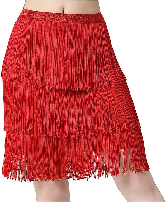 Women Latin Dance Hip Scarf Tassel Ballroom Fringes Competition Performance Skirt