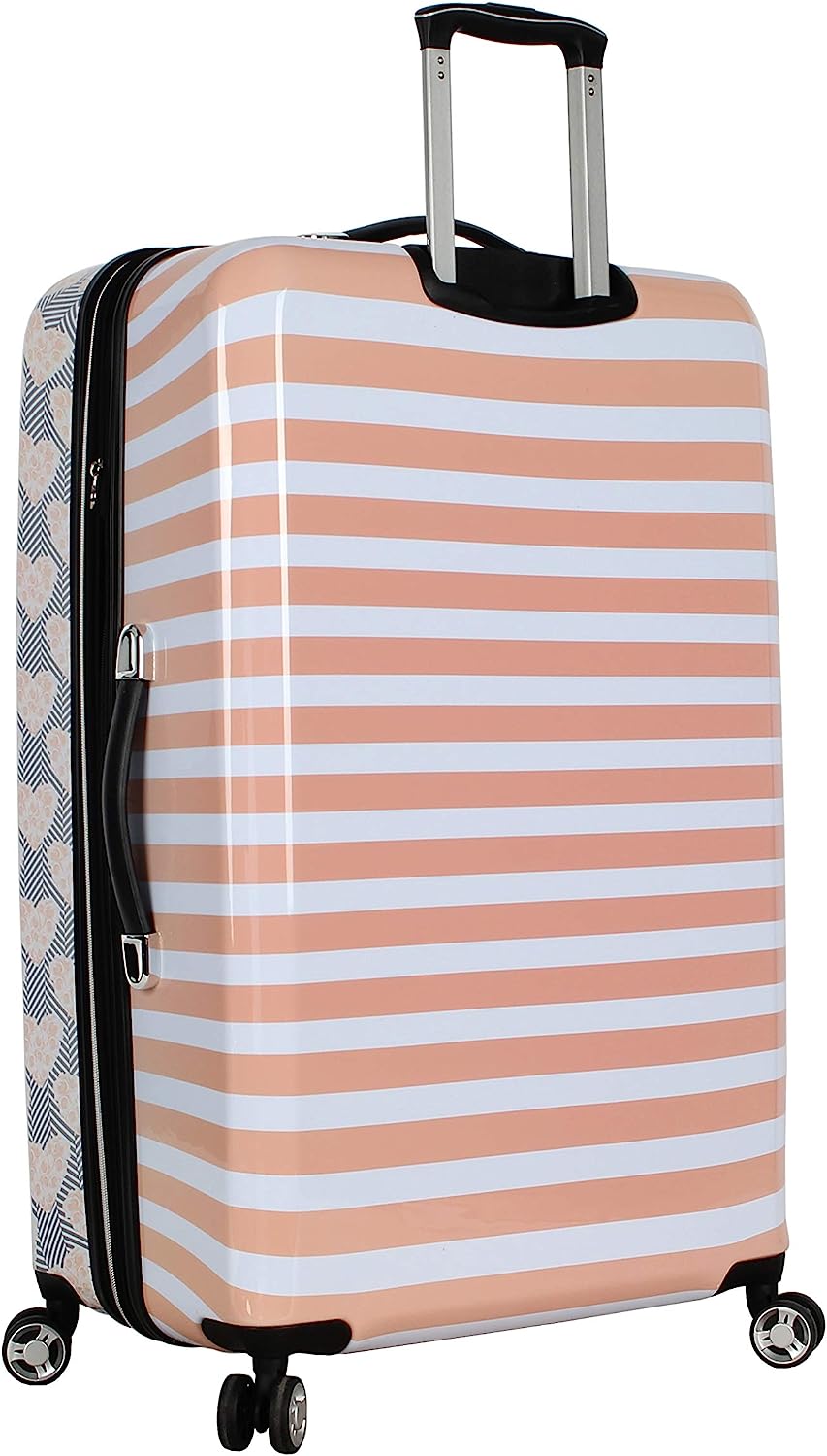 30 Inch Checked Luggage Collection - Expandable Scratch Resistant (ABS + PC) Hardside Suitcase - Designer Lightweight Bag with 8-Rolling Spinner Wheels (Chevron Hearts)