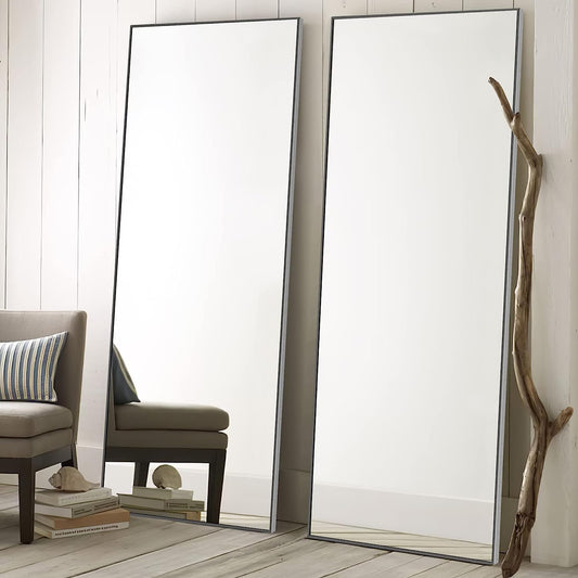 Full Length Mirror Floor Mirror Dressing Mirror Home Gym Mirror,Large Wall Mirror Bathroom Mirror Standing Mirror,Long Mirrors for Bedroom,Metal Frame,Grey Flash Silver,71"x24"