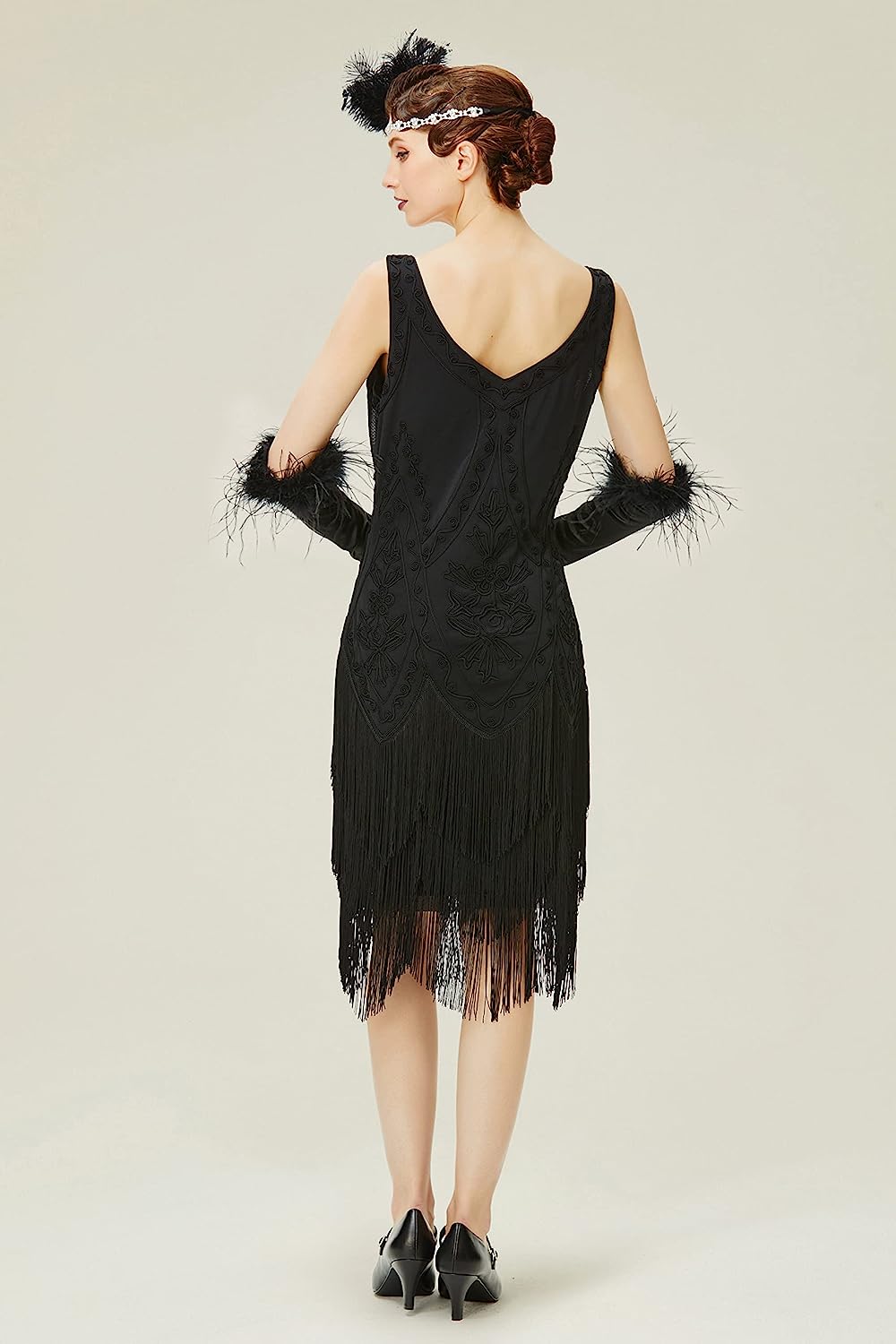 1920s Flapper Dress Roaring 20s Great Gatsby Costume Dress Fringed Embellished Dress