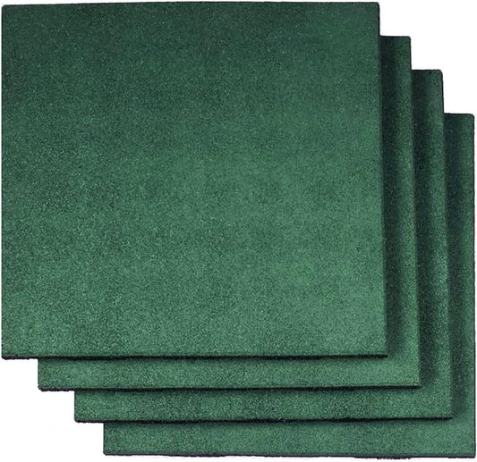 Easy DIY Interlocking Outdoor Rubber Tiles 20" x 20" x 1” Thick for Playground Use, Outdoor Gym Floor, Sports Deck, Backyard Play Area, Safety Rubber Paver (Pack of 4) Green