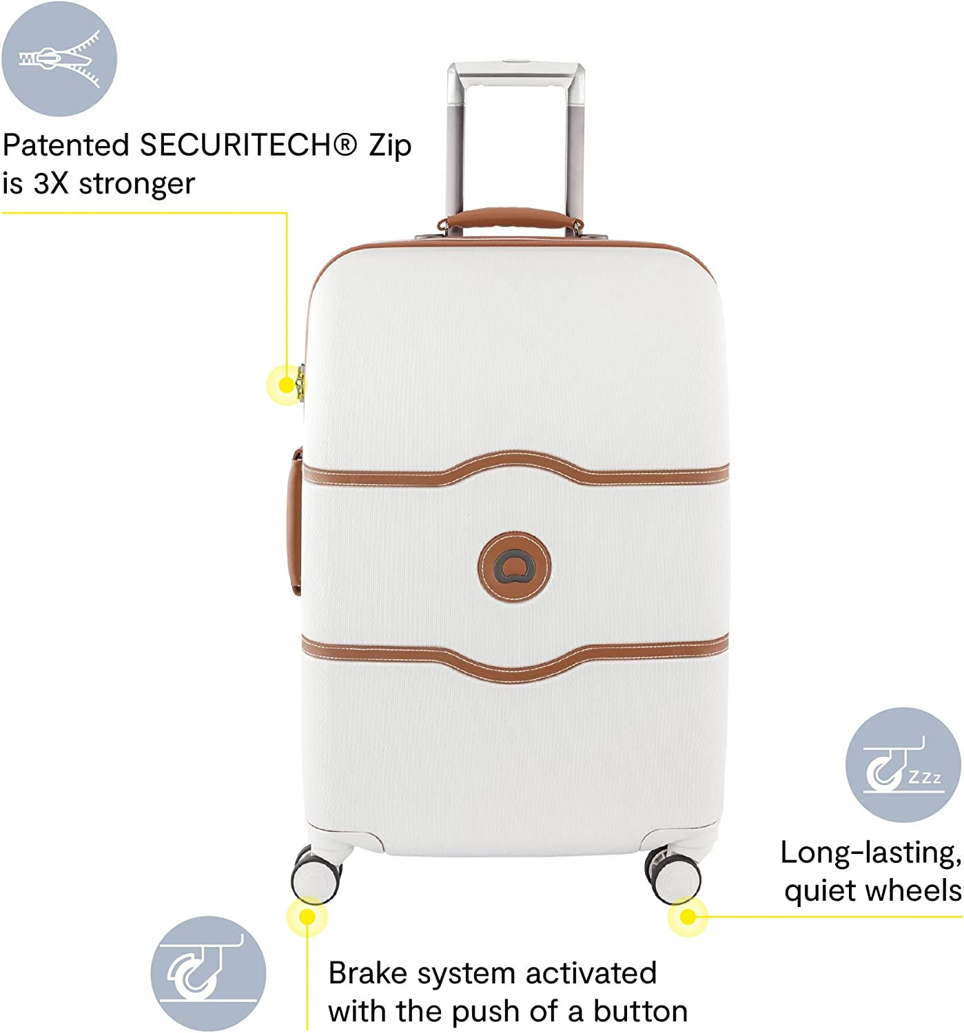 Hard+ Hardside Luggage with Spinner Wheels, Champagne White, Carry-on 21 Inch, with Brake