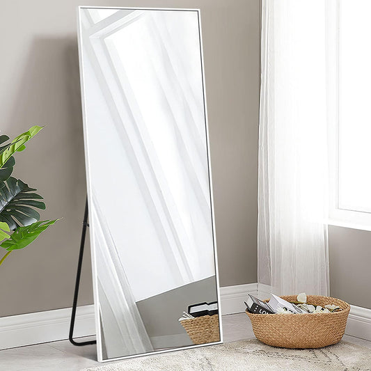 59"x16" Full Length Mirror Full Body Wall Mounted Mirror Large Floor Mirror Dressing Mirror for Bedroom Standing Hanging or Leaning Against Wall Home Decor Aluminum Alloy Frame (White)