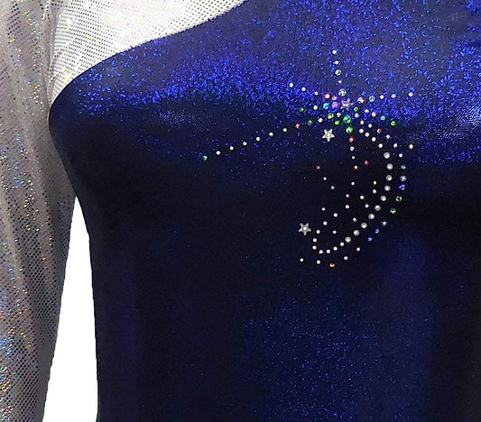 Sapphire Dazzle Sparkling Long Sleeve Gymnastics Leotard, Dance or Tumbling