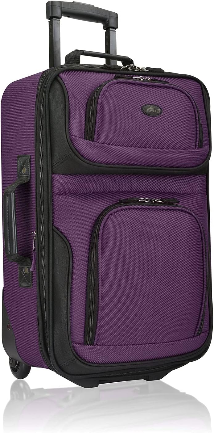 Rio Rugged Fabric Expandable Carry-on Luggage, Purple, 2 Wheel